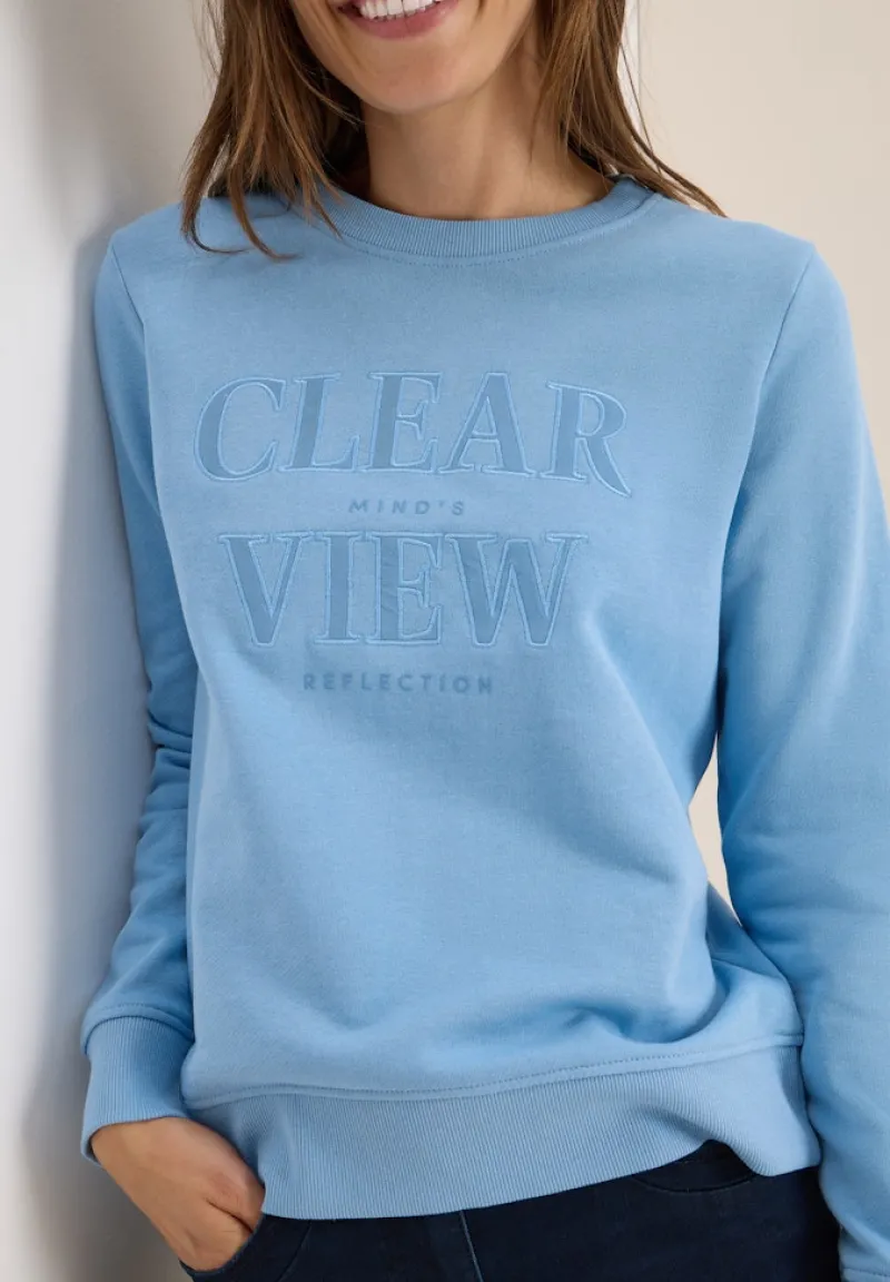 Cecil Pullover & Sweatshirts*Sweatshirt mit Wording sporty light blue