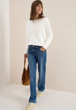 Cecil Pullover & Sweatshirts*Sweatshirt mit Wording vanilla white