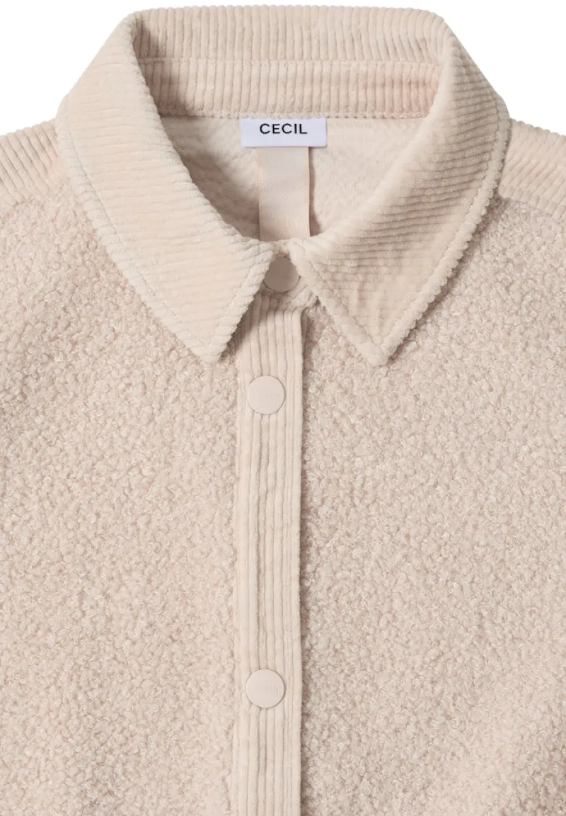 Cecil Jacken*Teddy-Jacke mit Corddetails teddy vanilla white