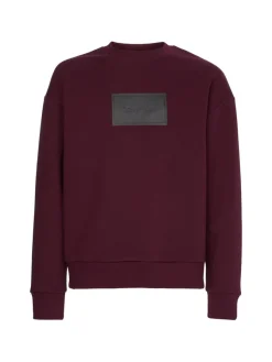 Calvin Klein Pullover & Sweatshirts*TEXTURED LOGO BOX COMFORT CREW passion plum