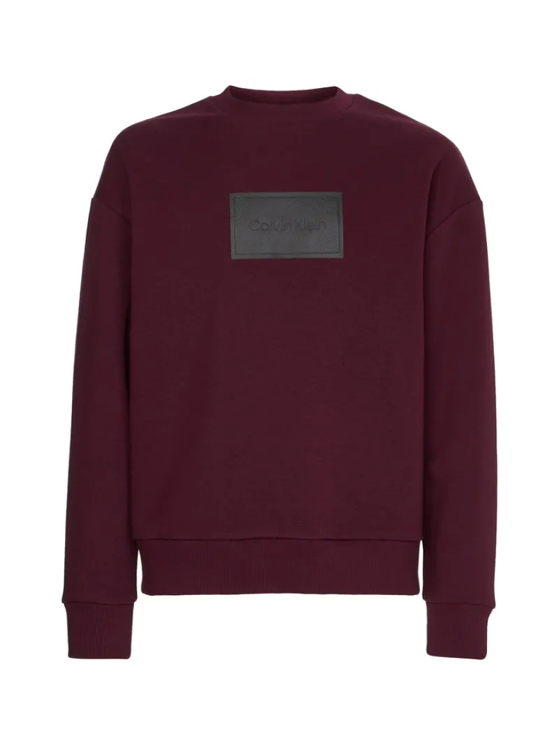 Calvin Klein Pullover & Sweatshirts*TEXTURED LOGO BOX COMFORT CREW passion plum