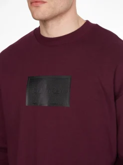 Calvin Klein Pullover & Sweatshirts*TEXTURED LOGO BOX COMFORT CREW passion plum