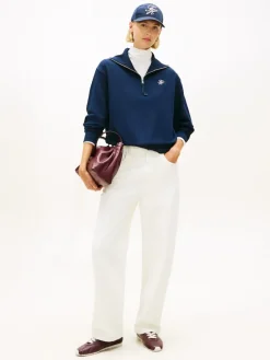 Tommy Hilfiger Pullover & Sweatshirts*TH SCRIPT HALF ZIP TERRY SWTSHRT dark night navy