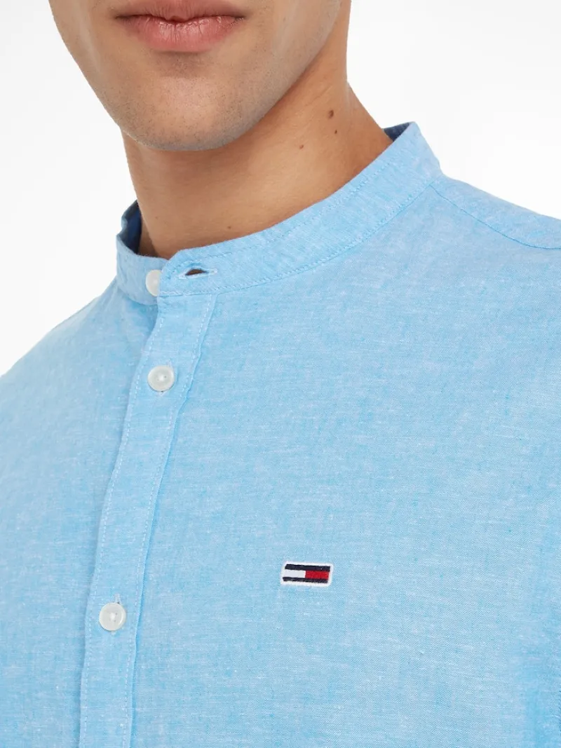 Tommy Jeans Hemden*TJM CLSC MAO LINEN BLEND SHIRT Blau