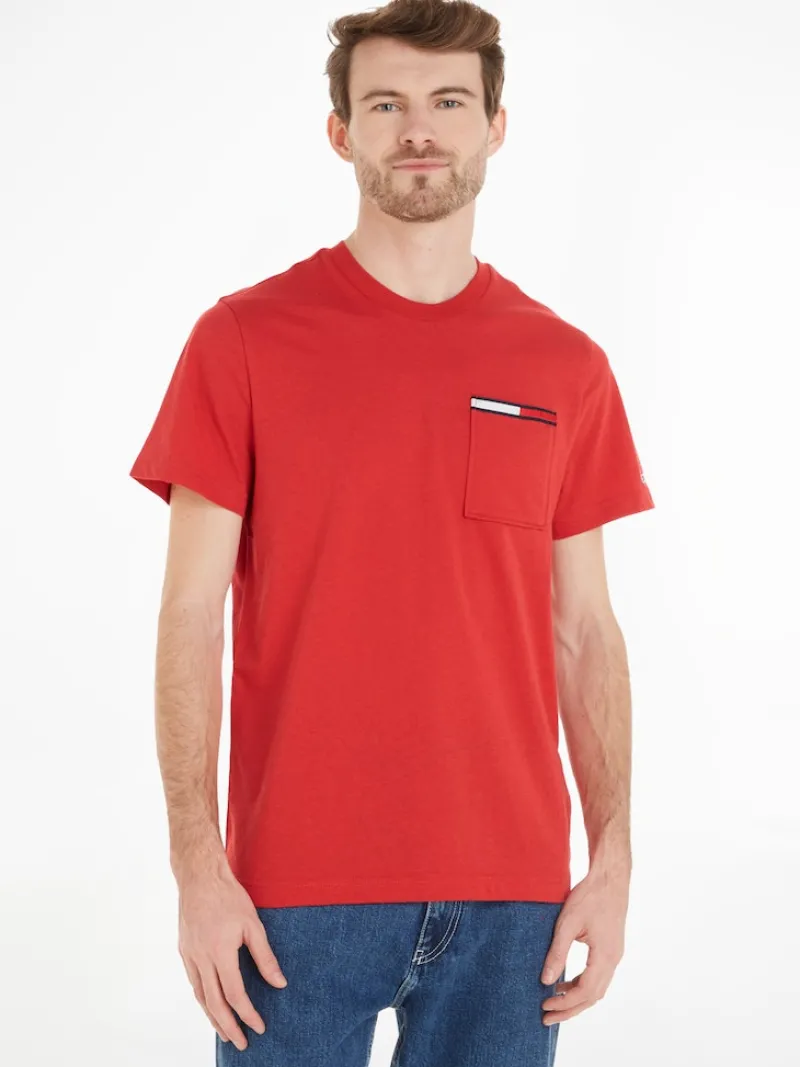 Tommy Jeans Shirts*TJM ESSENTIAL FLAG POCKET deep crimson htr