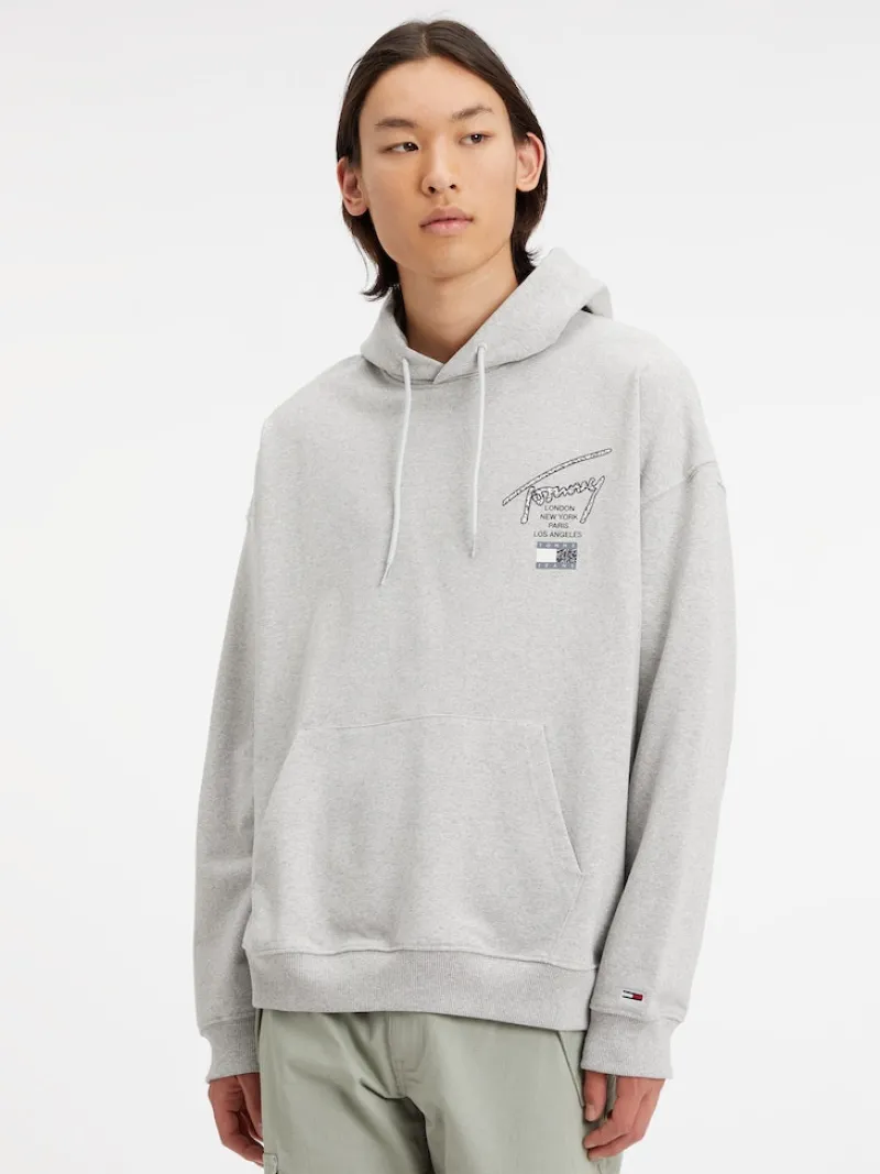 Tommy Jeans Pullover & Sweatshirts*TJM OVZ AOP BACK HOODIE silver grey htr
