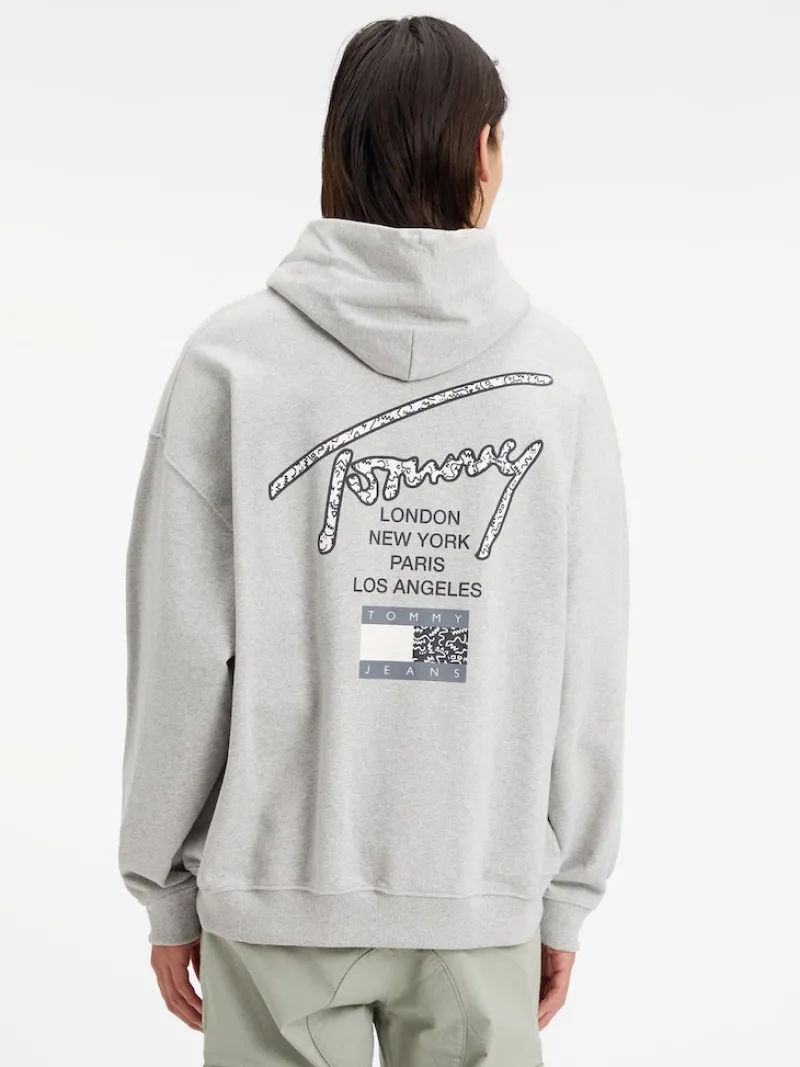 Tommy Jeans Pullover & Sweatshirts*TJM OVZ AOP BACK HOODIE silver grey htr
