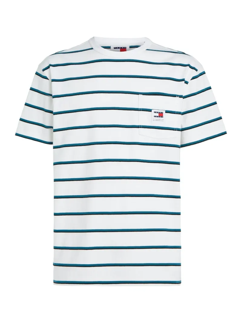 Tommy Jeans Shirts|Big Boys*TJM REG EASY STRIPE TEE white