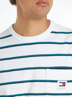 Tommy Jeans Shirts|Big Boys*TJM REG EASY STRIPE TEE white