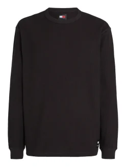 Tommy Jeans Shirts|Big Boys*TJM REG LS WAFFLE TEE Black