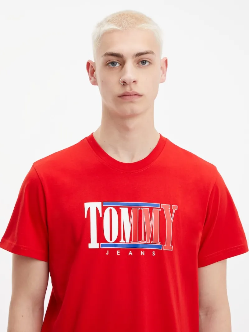 Tommy Jeans Shirts*TJM REG RWB CENTERED LOGO TEE deep crimson