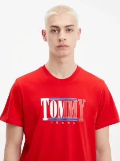 Tommy Jeans Shirts*TJM REG RWB CENTERED LOGO TEE deep crimson