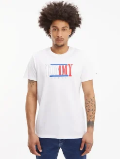 Tommy Jeans Shirts*TJM REG RWB CENTERED LOGO TEE white