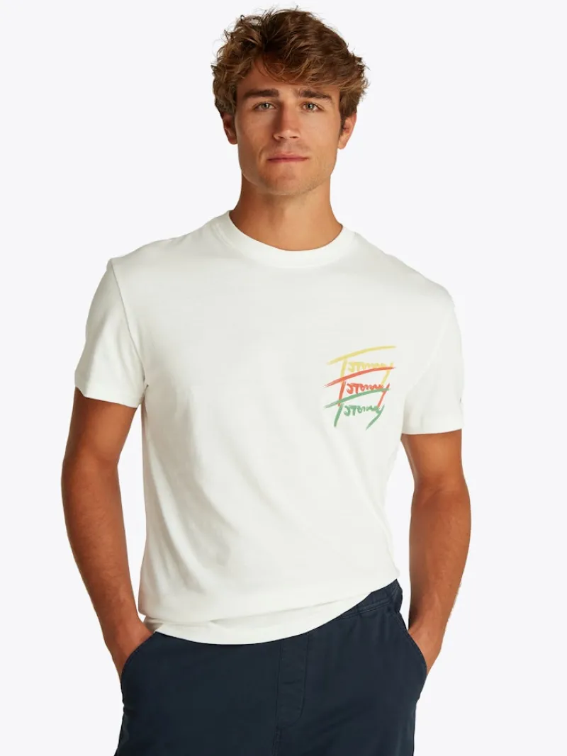 Tommy Jeans Shirts|Big Boys*TJM REG TWISTED SIGNTR TEE EXT ecru