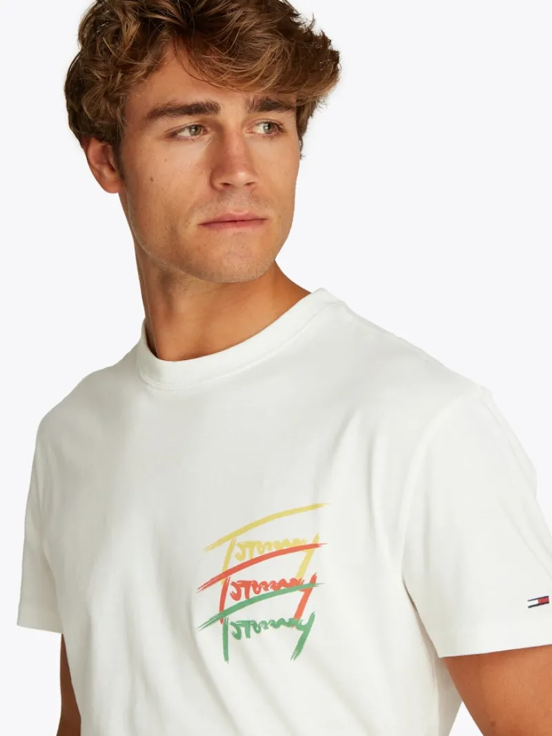 Tommy Jeans Shirts|Big Boys*TJM REG TWISTED SIGNTR TEE EXT ecru