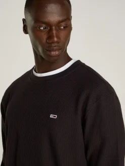 Tommy Jeans Shirts*TJM REG WAFFLE L/S TEE Black