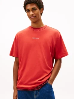 Tommy Jeans Shirts|Big Boys*TJM RLX LINEAR LOGO TEE EXT terracotta red