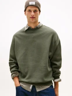 Tommy Jeans Pullover & Sweatshirts|Big Boys*TJM RLX WAFFLE SCRIPT CREW pewter green
