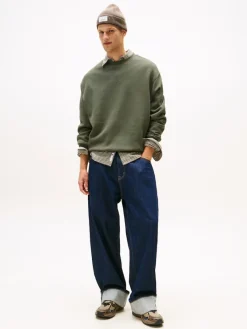 Tommy Jeans Pullover & Sweatshirts|Big Boys*TJM RLX WAFFLE SCRIPT CREW pewter green