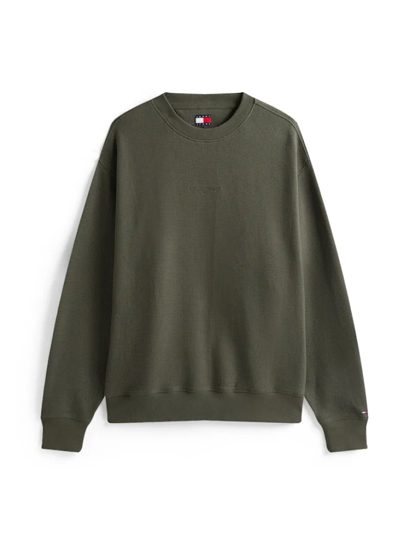 Tommy Jeans Pullover & Sweatshirts|Big Boys*TJM RLX WAFFLE SCRIPT CREW pewter green