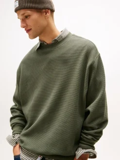 Tommy Jeans Pullover & Sweatshirts|Big Boys*TJM RLX WAFFLE SCRIPT CREW pewter green