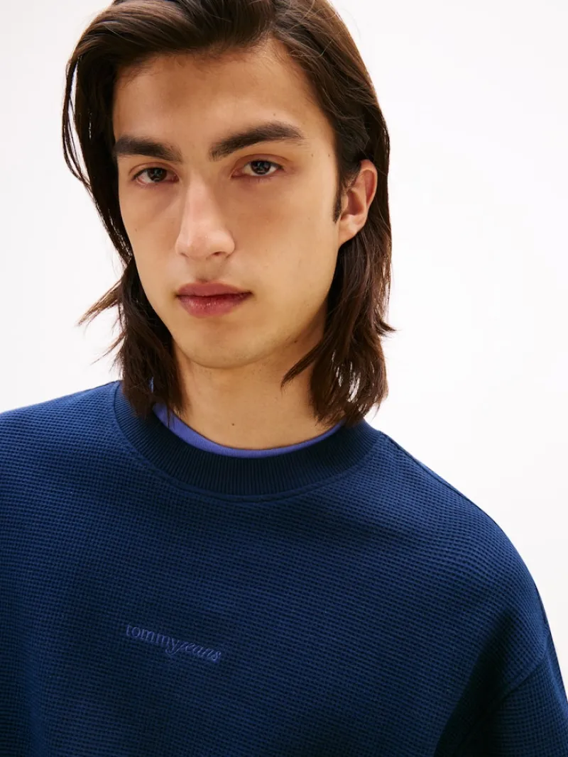 Tommy Jeans Pullover & Sweatshirts|Big Boys*TJM RLX WAFFLE SCRIPT CREW dark night navy