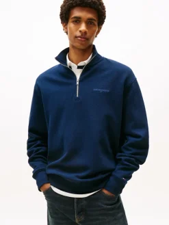 Tommy Jeans Pullover & Sweatshirts*TJM RLX WAFFLE SCRIPT QRTR ZIP dark night navy