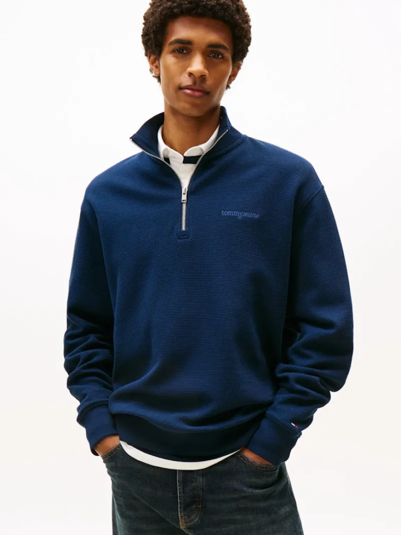 Tommy Jeans Pullover & Sweatshirts*TJM RLX WAFFLE SCRIPT QRTR ZIP dark night navy