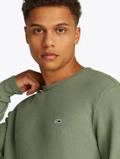 Tommy Jeans Shirts|Big Boys*TJM SLIM WAFFLE LS TEE EXT aruba green
