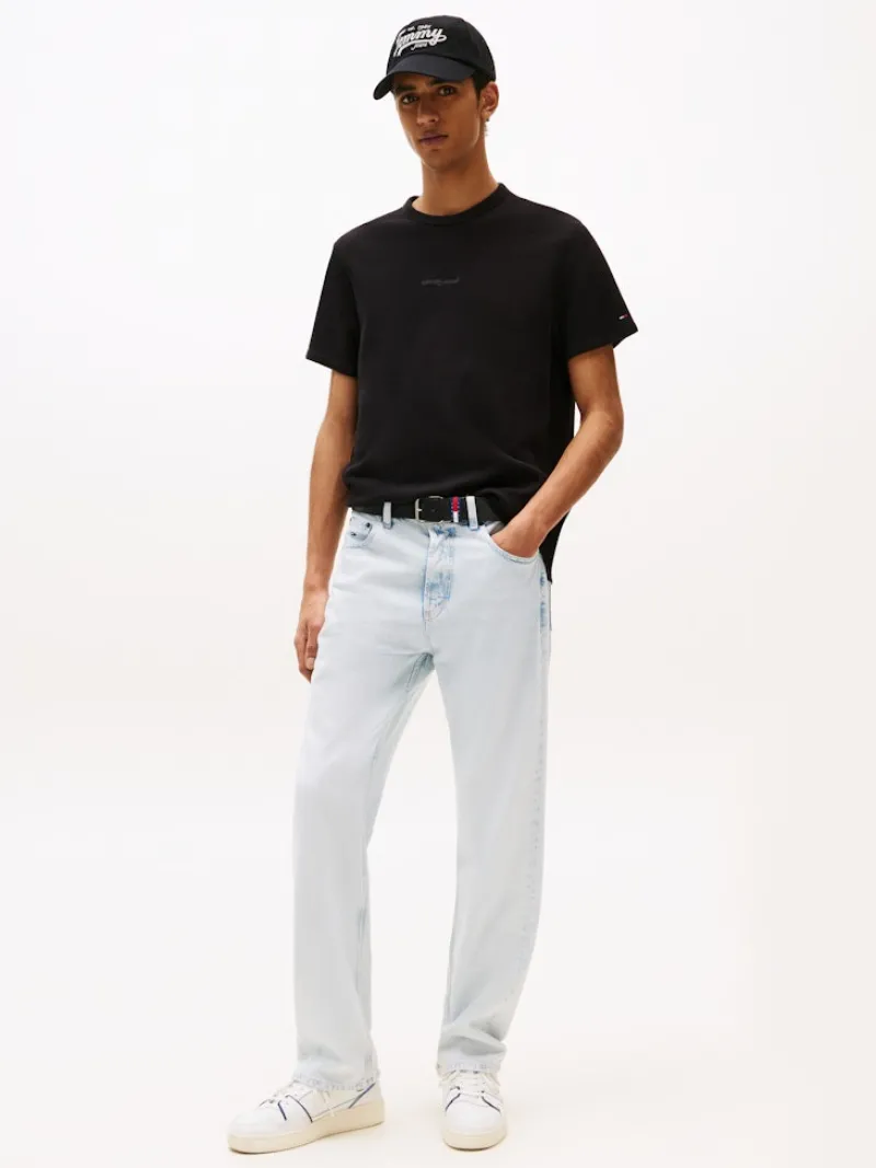 Tommy Jeans Shirts|Big Boys*TJM SLIM WAFFLE SCRIPT TEE Black