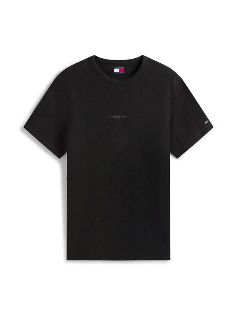 Tommy Jeans Shirts|Big Boys*TJM SLIM WAFFLE SCRIPT TEE Black