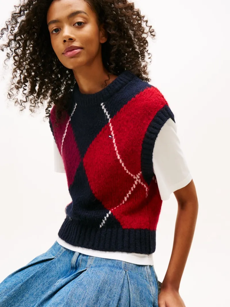 Tommy Jeans Pullover & Sweatshirts*TJW ARGYLE SWEATER VEST dark night navy