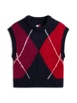 Tommy Jeans Pullover & Sweatshirts*TJW ARGYLE SWEATER VEST dark night navy
