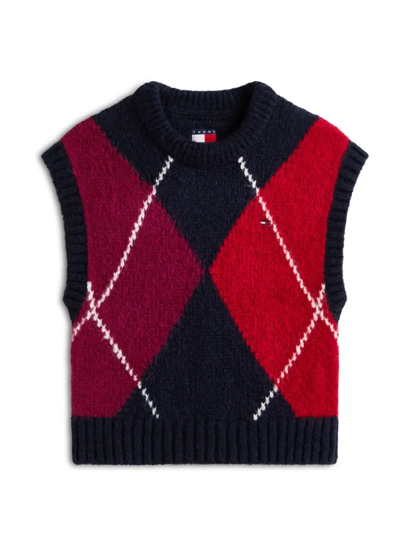 Tommy Jeans Pullover & Sweatshirts*TJW ARGYLE SWEATER VEST dark night navy