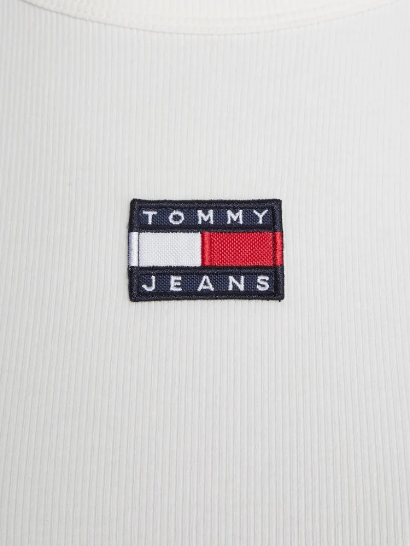 Tommy Jeans Shirts*TJW BABY CROP RIB CENTER BADGE ecru