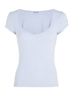 Tommy Jeans Shirts*TJW BBY STRIPE SS TOP june iris-multi