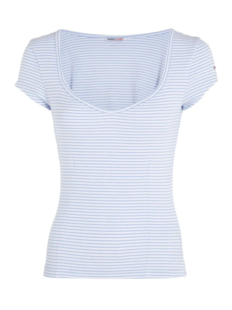 Tommy Jeans Shirts*TJW BBY STRIPE SS TOP june iris-multi