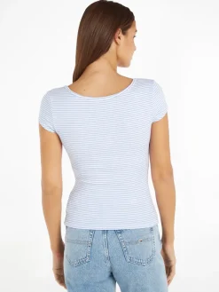 Tommy Jeans Shirts*TJW BBY STRIPE SS TOP june iris-multi
