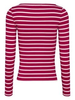 Tommy Jeans Shirts*TJW BOAT NECK TOP LS brilliant berry - stripe