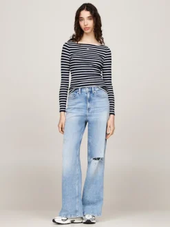 Tommy Jeans Shirts*TJW BRETON STRIPE LS dark night navy - multi