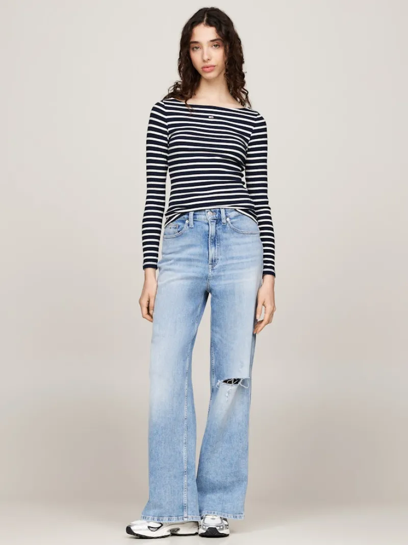 Tommy Jeans Shirts*TJW BRETON STRIPE LS dark night navy - multi