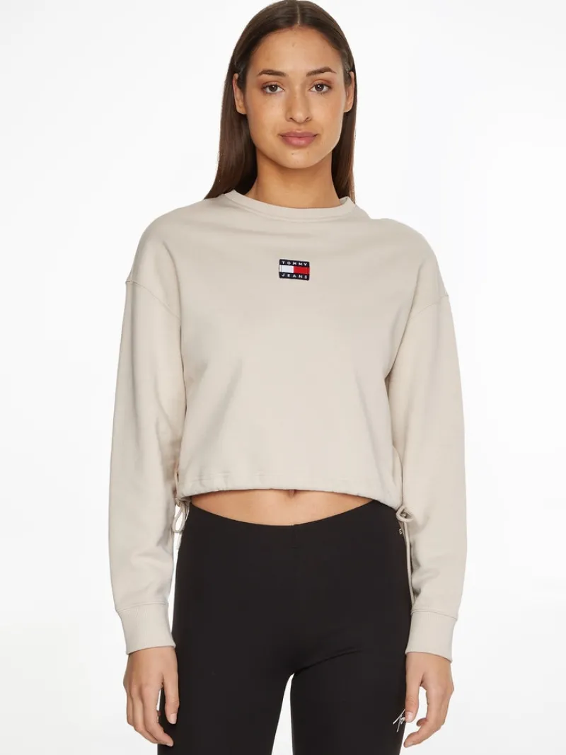Tommy Jeans Pullover & Sweatshirts*TJW BXY CROP BADGE DRAWSTR CREW stony beige