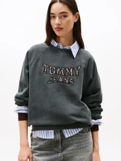 Tommy Jeans Pullover & Sweatshirts*TJW BXY LEOPARD VARSITY CREW Black
