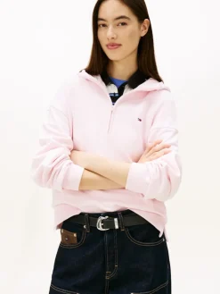 Tommy Jeans Pullover & Sweatshirts*TJW BXY S-FLAG 1/4 ZIP HOODIE light pink