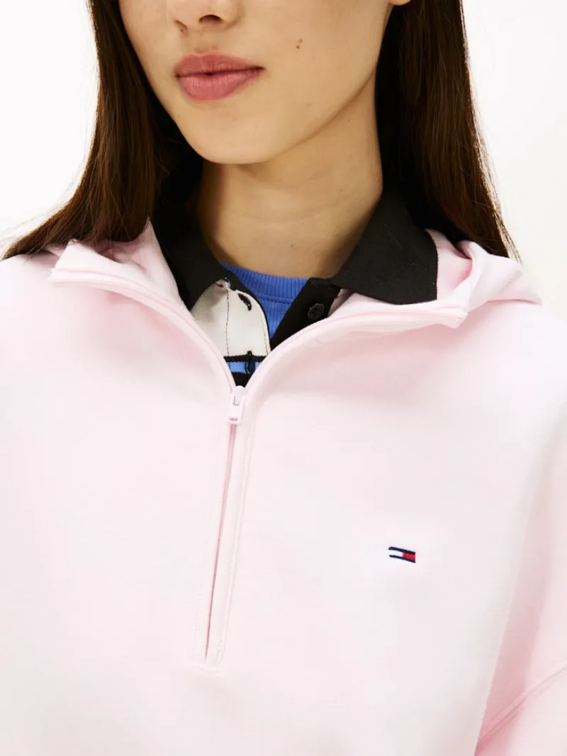 Tommy Jeans Pullover & Sweatshirts*TJW BXY S-FLAG 1/4 ZIP HOODIE light pink