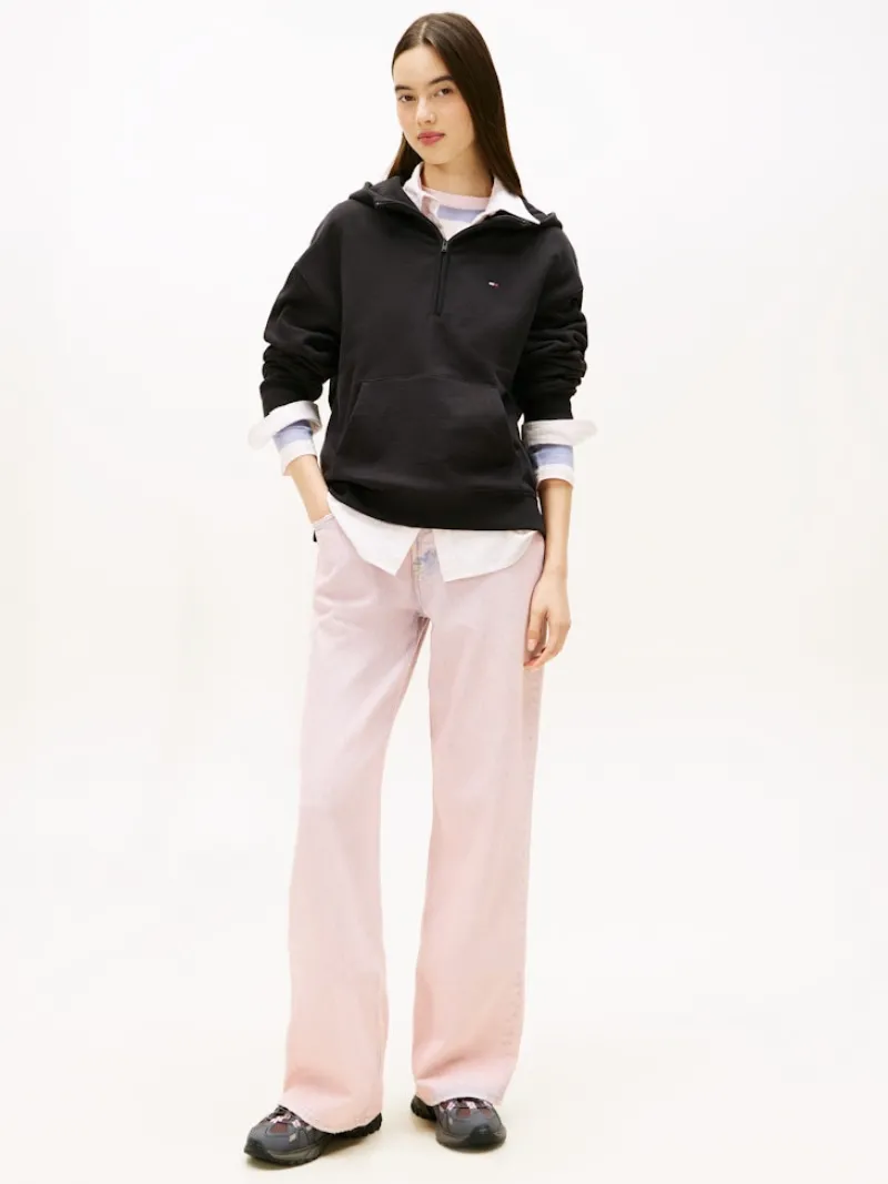 Tommy Jeans Pullover & Sweatshirts*TJW BXY S-FLAG 1/4 ZIP HOODIE Black