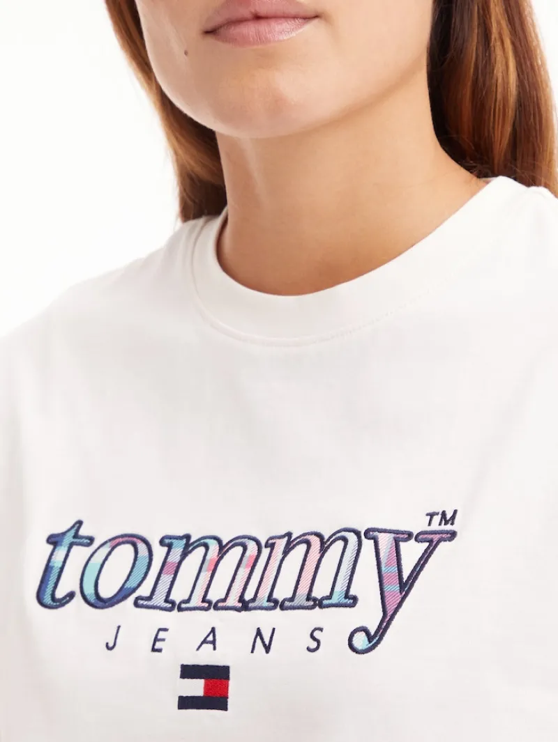 Tommy Jeans Shirts*TJW CLS TARTAN 1 TEE ancient white