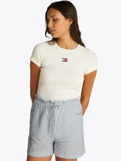 Tommy Jeans Shorts*TJW COTTON LINEN SHORT colorado blue - stripe