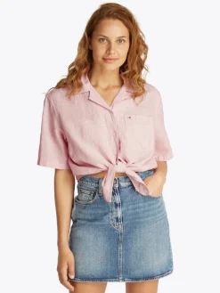 Tommy Jeans Blusen*TJW CRP LINEN SS SHIRT precious pink-stripe