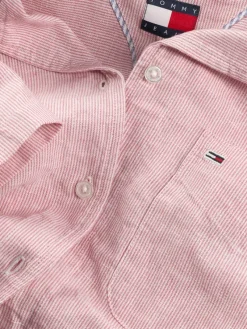 Tommy Jeans Blusen*TJW CRP LINEN SS SHIRT precious pink-stripe